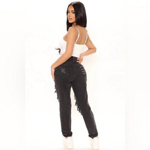 Fashion nova black ripped jeans - size 3 - Picture 2 of 9